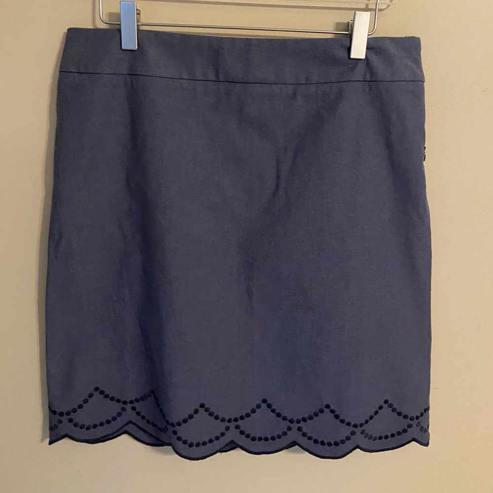 Talbots Blue Chambray Skirt with Scallop Hem | Women's Sz 10P